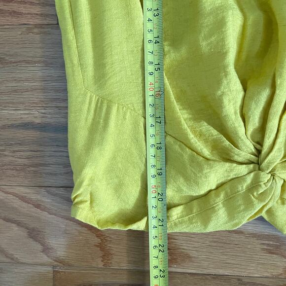 Joie Womens Chayenne Sleeveless Knotted Top Medium Sulphur Yellow Casual Basic - Picture 6 of 8
